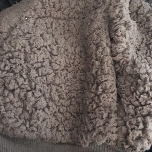 Z by Zella Bomber Fleece Hooded Sherpa Gray Jacket Size Medium - Picture 11 of 13